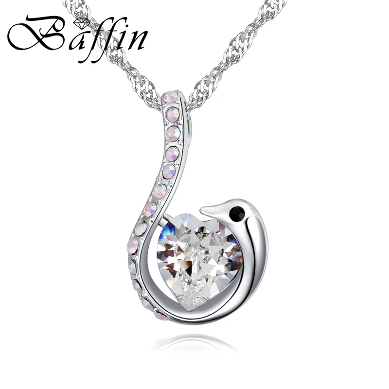 

BAFFIN Simple Pendant Necklaces Fancy Heart Stones Crystals From SWAROVSKI Silver Color Jewelry For Women Lovers Party
