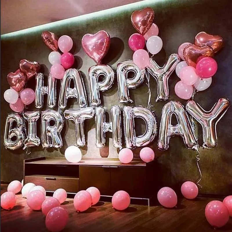 

16 inch Silver Letters Ballons Happy Birthday Foil Air Balloons Alphabet Birthday Party Decorations Kids Adult Baloons Birthday