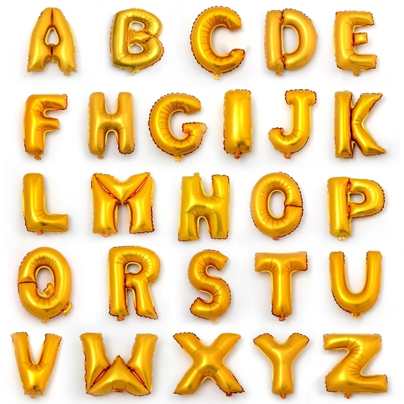 Gold & Silver 16" Alphabet A-Z Letter Number Foil Balloons Name Party Wedding 