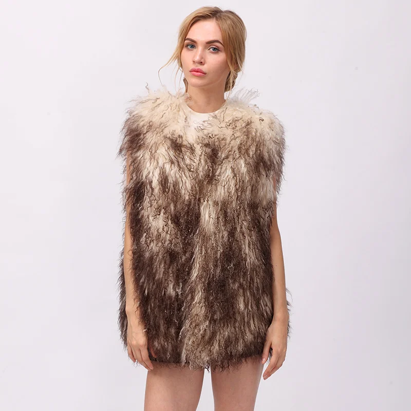 

CNEGOVIK SHORT tibet lamb fur vest Mongolian sheep fur 60cm