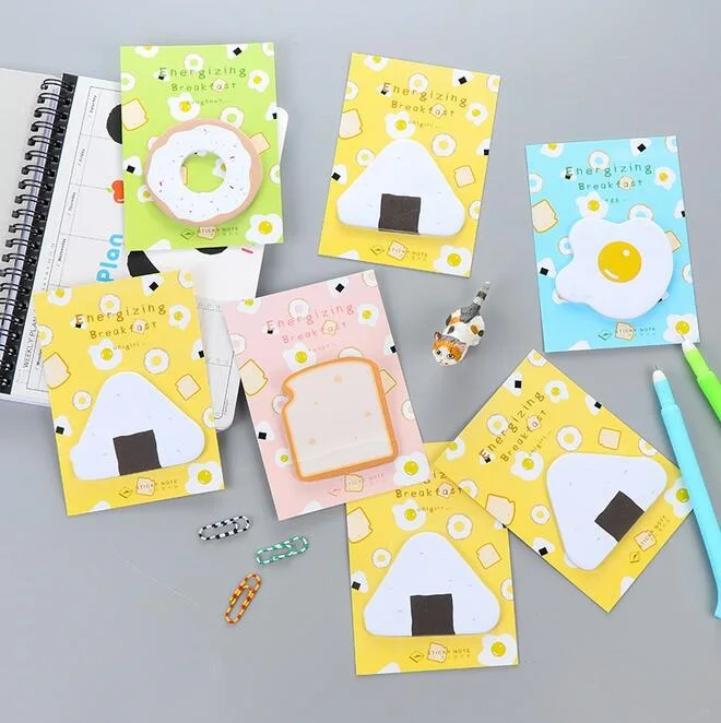 

1pack/lot Kawaii Breakfast food design Notepad Sticky note Note pads Memopad Writing scratch pad office school supplies