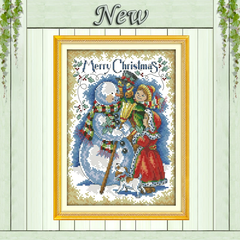 Merry Christmas,Pattern print on the canvas DMC 11CT 14CT Cross Stitch