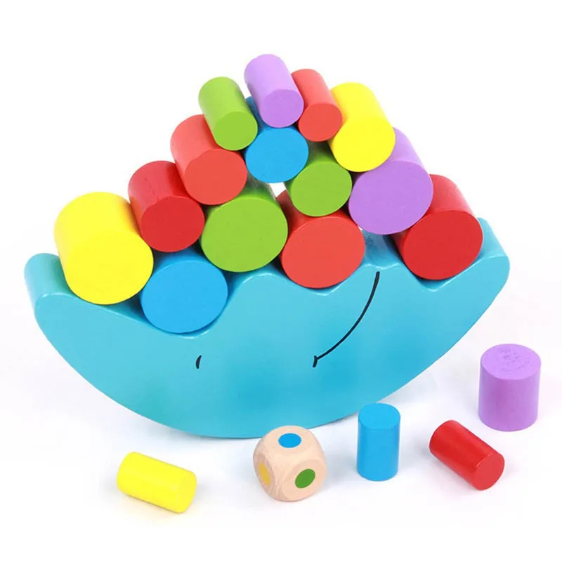 2018 Baby Toys Early Learning Educational Wooded Moon Balance Building