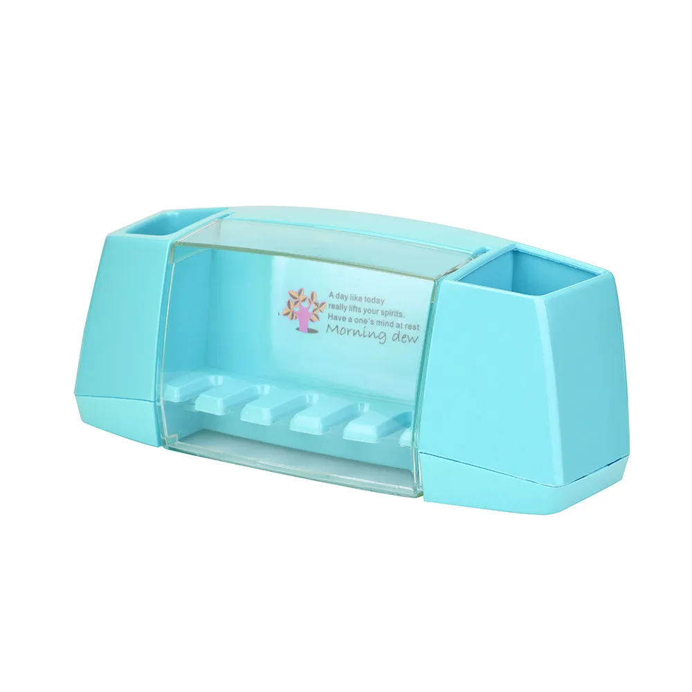 Новая подвесная коробка для зубной щетки полка для ванной кухни семейная посуда спиральная щетка держатель для теэткистей Пылезащитная настенная вешалка с крючками - Цвет: Blue