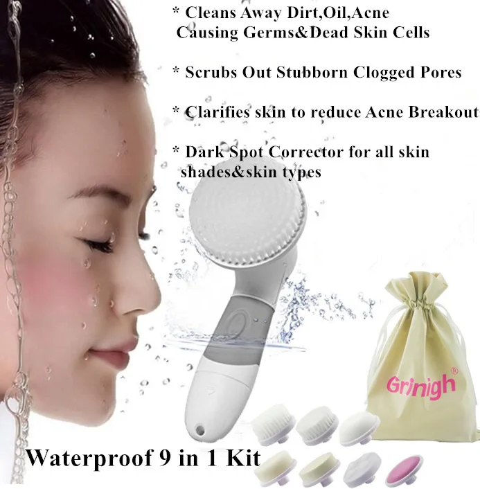 9 in 1 Waterproof Electric Facial Body Cleansing Exfoliator Scrub Brush