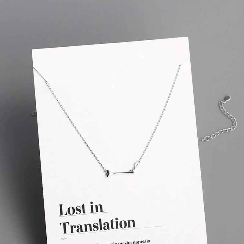 Qevila New arrival Fashion Necklaces Jewelry 925 Sterling Silver Heart Key Pendant Necklaces for Women Lady Chain Necklace Gift (5)