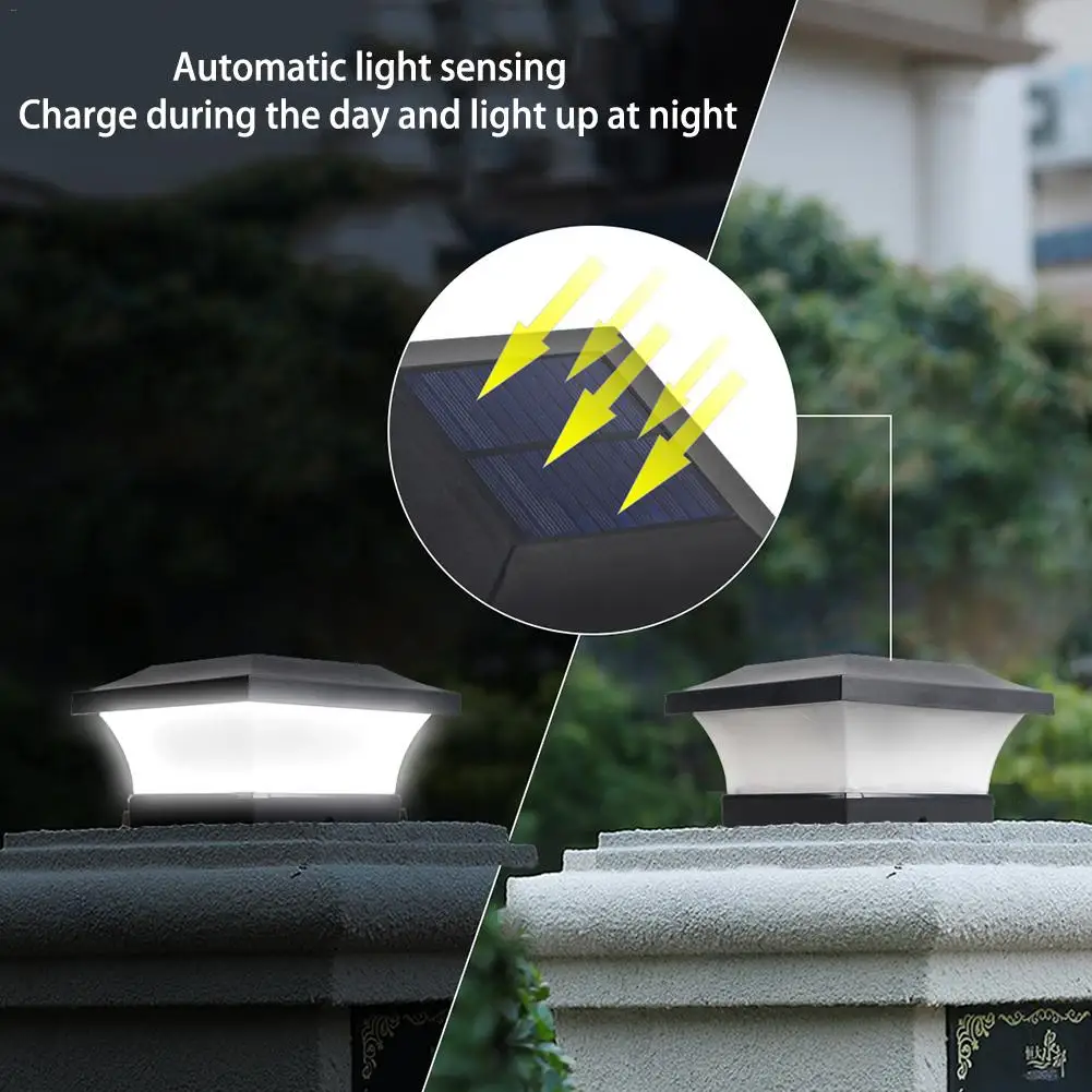 Solar Power Square Post Lights Fence Light Waterproof Outdoor Street Light LED Post Cap Lamp Garden Yard Pool Emergency Lights