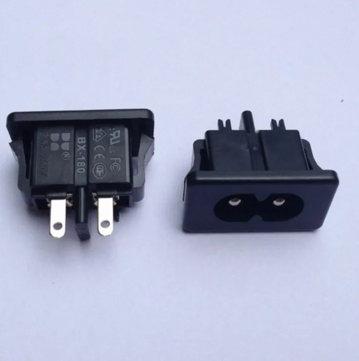 10 шт. AC 250 В 2.5A 2 контактный черный штекер IEC320 C8 разъем питания|Адаптеры для