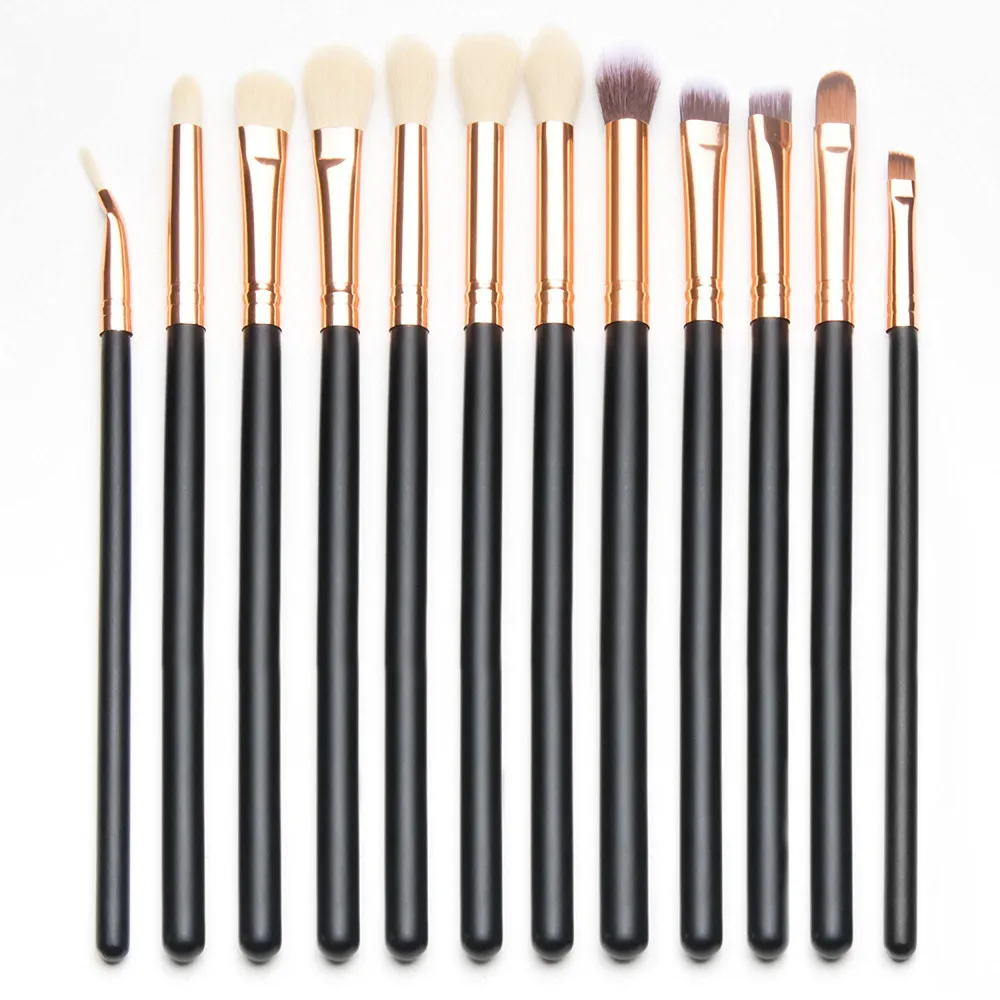 

12Pcs Rose gold makeup brushes Pro Eye Shadow Foundation Eyebrow oval Brush Cosmetic make up brush set toothbrush Tool JU253