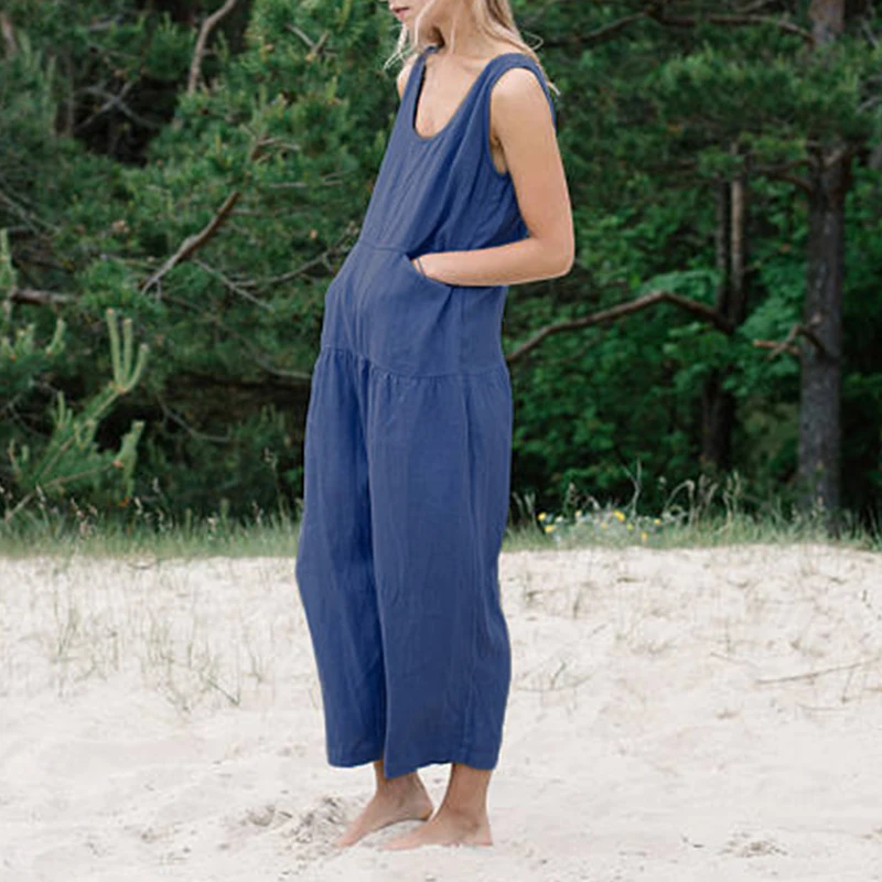 grey linen dungarees
