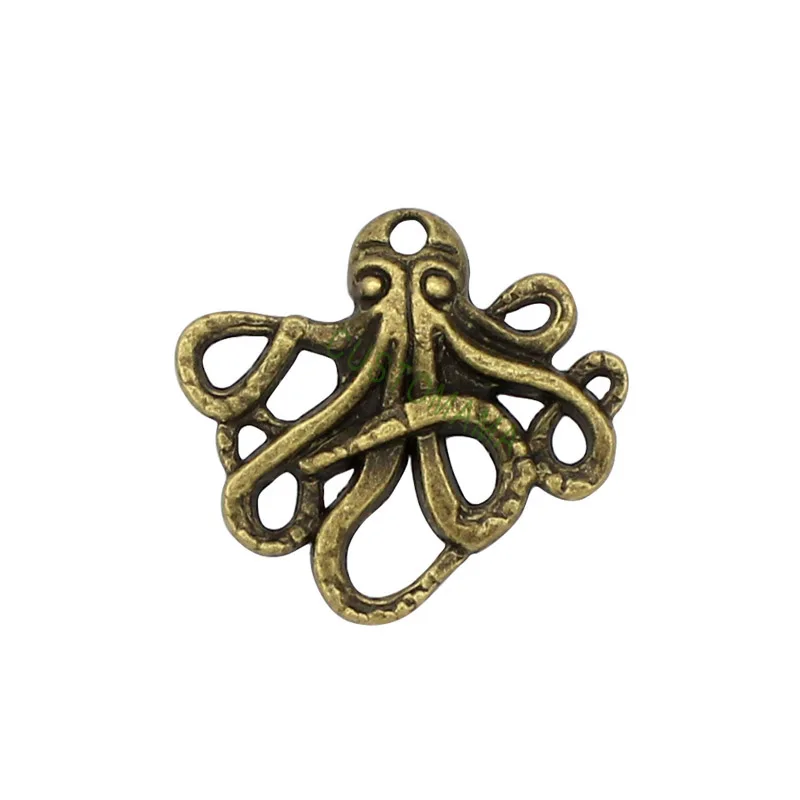 

80pcs-Antique Bronze Octopus Charms Pendants 23x20mm
