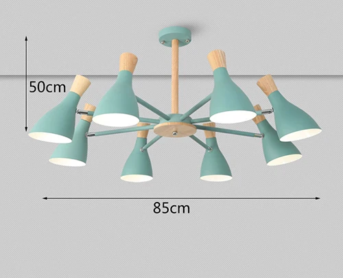 Green 8 lights Скандинавская Простая Современная твердая древесина E27 led 220 В алюминиевая Люстра для гостиной, спальни, кабинета, креативная спальня - Цвет корпуса: Green 8 lights