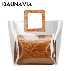 Daunavia для женщин Сумка прозрачный сумки мода Композитный пляжные летние повседневное Tote Высокое качество Pu Дизайнер