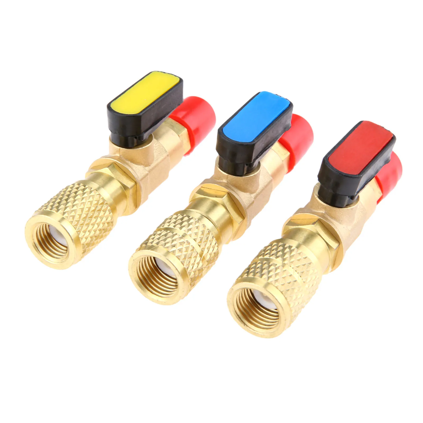 

Yetaha 3Pcs Straight And Manual Shut-off Valve 1/4" SAE Male 5/16" SAE Female for R22 R12 R410a Charging Hoses Refrigerant Tool