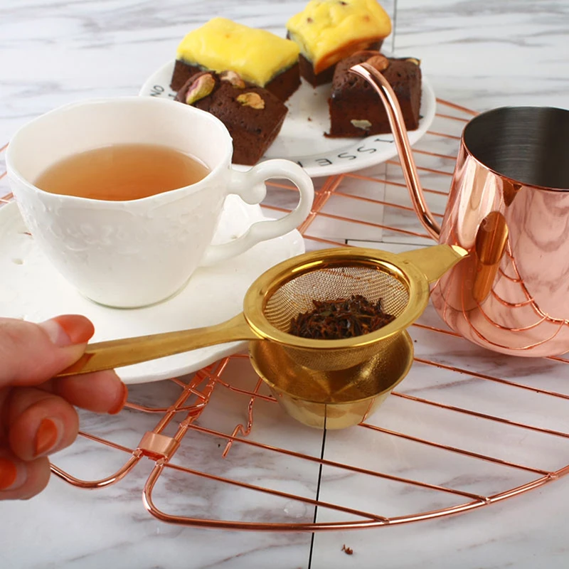 

Reusable Tea Filter Mesh Tea Strainer Stainless Steel Mesh Tea Infuser Strainer +Loose Leaf Drip Bowl Tea Accessories