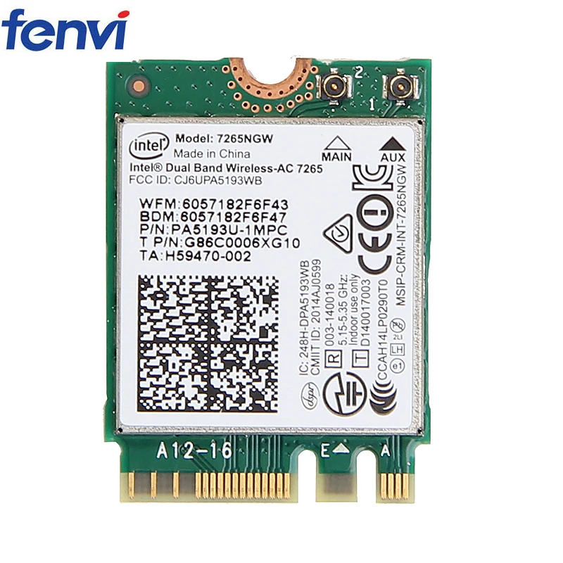 Lot of 2 Intel Dual Band Wireless AC 7265 WLAN WiFi Bluetooth Card 7265NGW K57GX