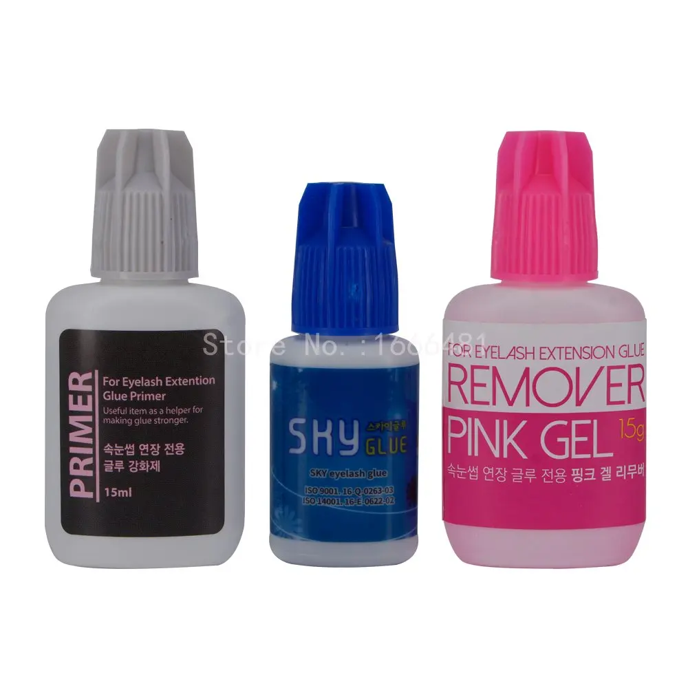 

1 set Eyelash Extensions Kit S Glue Primer Pink Gel Remover for Eyelash Makeup Tools