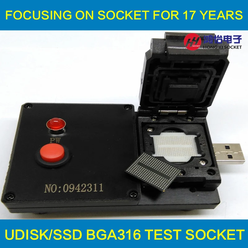 

BGA316 U-Disk Test Jig 8CE AlcorMP Controller Clamshell USB Interface Probe Pogo Pin Fixture