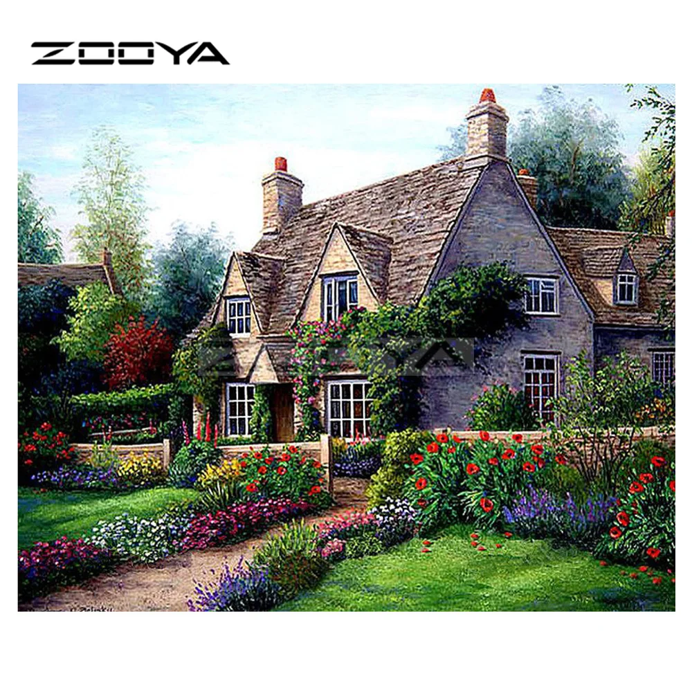 

ZOOYA 5D DIY Diamond Embroidery House Garden Cottage Forest Diamond Painting Cross Stitch Square Drill Mosaic Decoration BK381