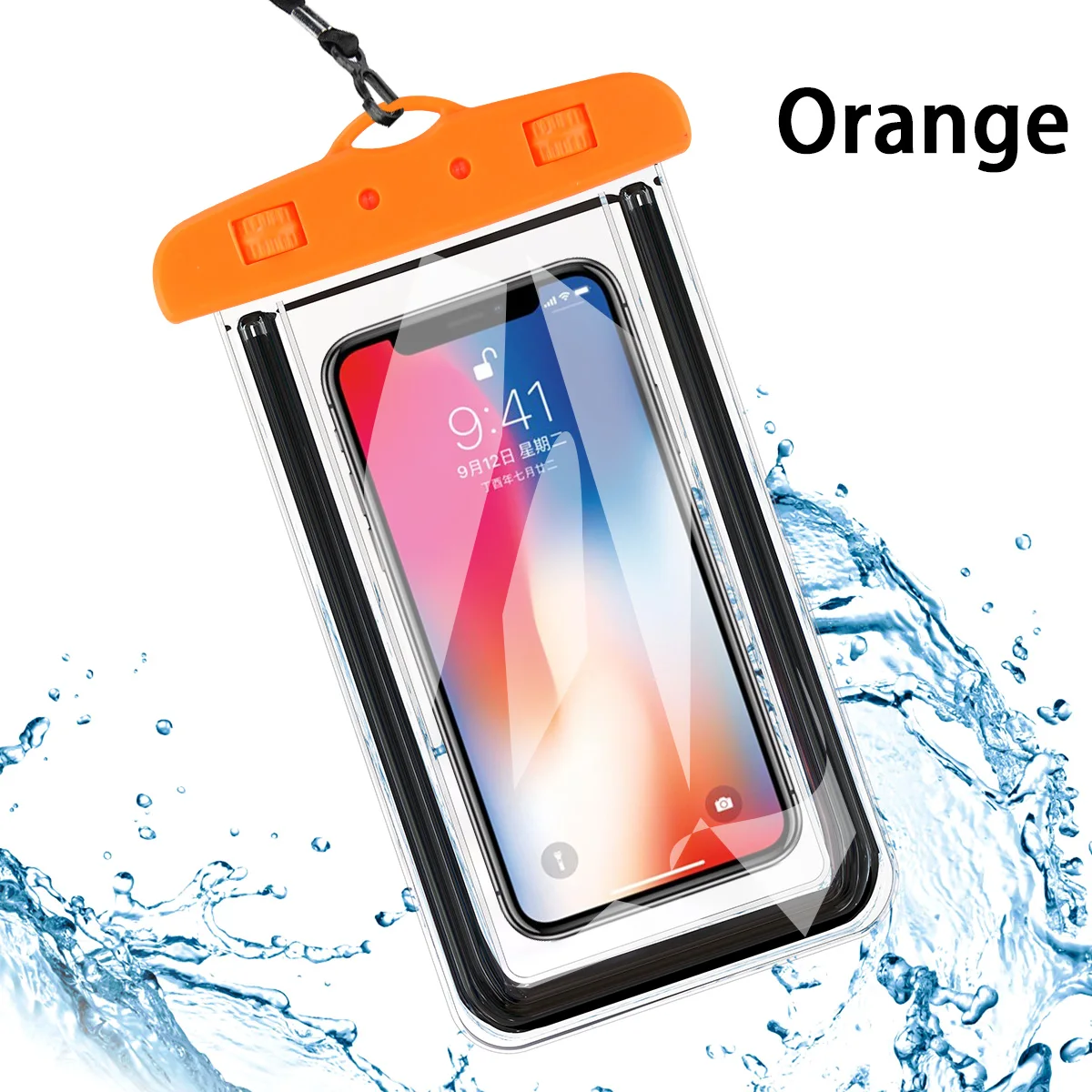 Светящийся водонепроницаемый чехол для телефона прозрачный ПВХ герметичный подводный сотовый смартфон плавательный Чехол Подушка безопасности плавающие сумки Горячая Распродажа - Цвет: Оранжевый
