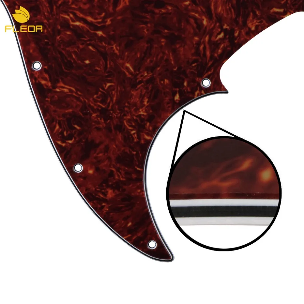 FLEOR standard 10 отверстий 4 струны Jazz JB Bass style Pickguard царапина пластины 4Ply и винты на запчасти для бас-гитары, красная черепаха