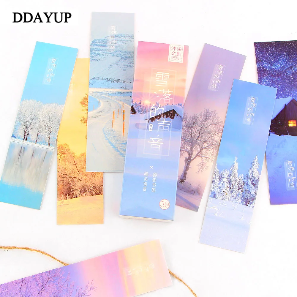 

30 Sheets Creative Bookmarks Cute Winter Snow Paper Bookmarks for Books School Supplies Accessories Stationery