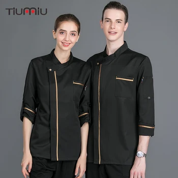 

Chef Jacket Mesh Patchwork Adjustable Long Sleeve Catering Overalls Chef Kitchen Waiter Barber Sushi Bakery Workwear Uniforms