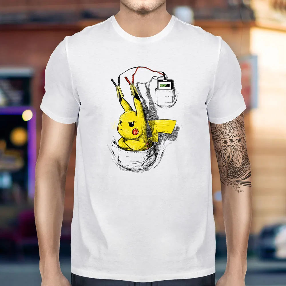 I Am Pikachu Not power charger футболка классная модная с короткими рукавами в стиле поп аниме