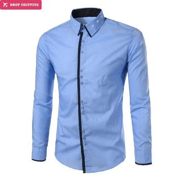 

Brand 2018 Fashion Male Shirt Long-Sleeves Tops Collar Claw Design Mens Dress Shirts Slim Men Shirt