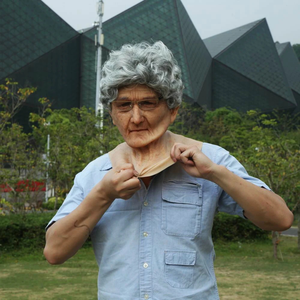 

Lifelike grandma soft lifelike skin silicone mask Age spots realistic mask