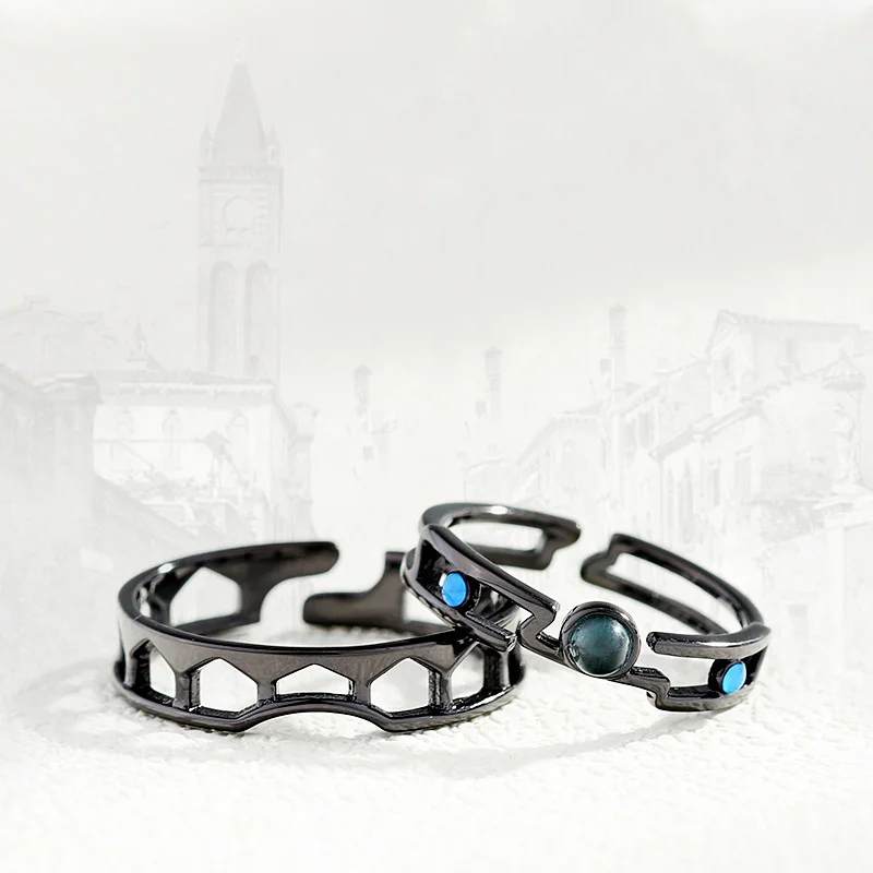 

Original Design Venice Couple Rings For Women Men Lovers Creative Korean Personalized Geometric Black Rings Jewelry Accessories