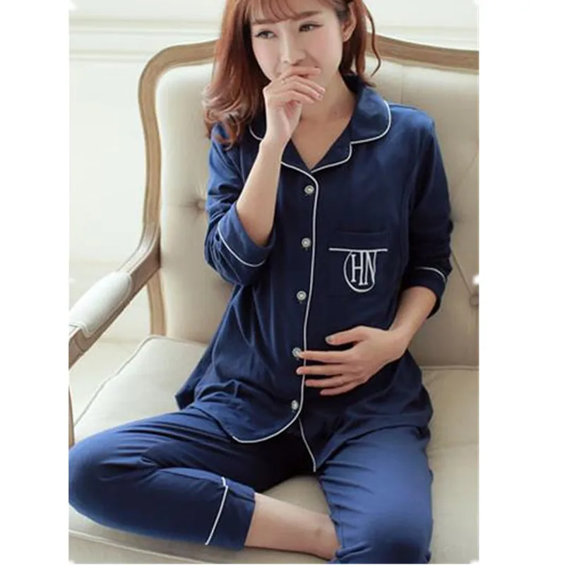 Breastfeeding Pajamas For Maternity Women Long Sleeve Cotton Sleepwear Pregnant Women Nursing Clothes Sets Nightgown B0310 maternity breastfeeding clothes cotton sleepwear nursing pajamas suit pregnanci long sleeve for pregnant women clothes 70m0218