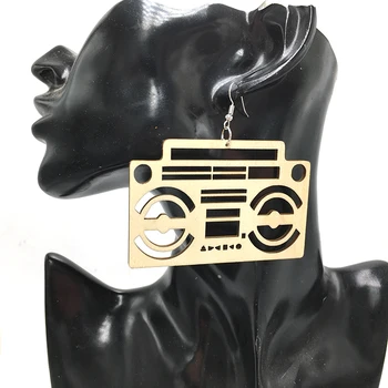 

Laser Cut Ghetto Blaster Wood Earrings can mixed 3 colors