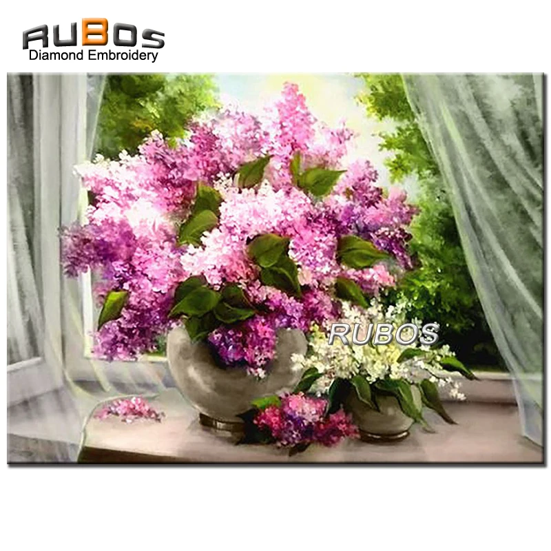 Алмазная вышивка RUBOS DIY 5D алмазная на подоконнике набор крестиков мозаика