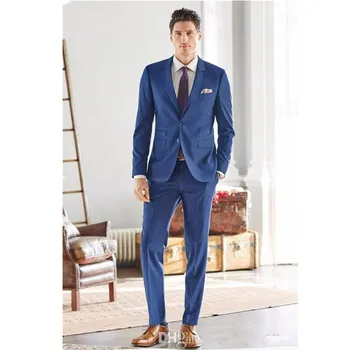 

Custom Royal Blue Men Suits Wedding Tuxedos Prom Wear Groomsman Suits Best Man Business Blazer(Jacket+Pants)