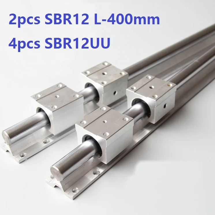 

2pcs SBR12 L-400mm support rail linear guide + 4pcs SBR12UU linear bearing blocks for CNC router parts