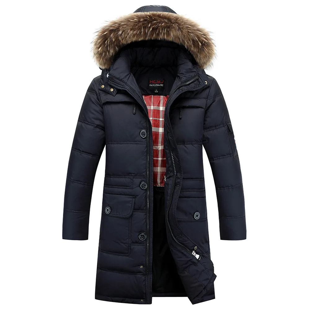 New Winter Men's Down Jacket Brand Natural Fur Col...