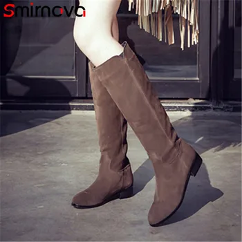

Smirnova 2020 winter over the knee boots sexy women thigh high boots med square heel fashion boots slip on round toe