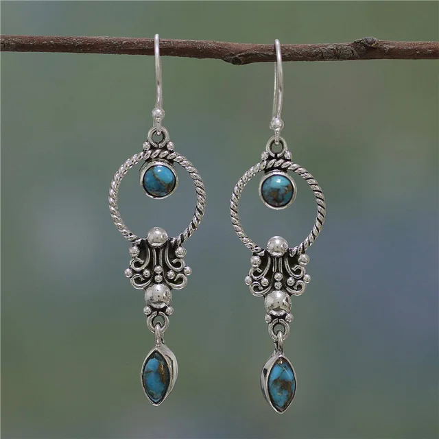 Women's Silver Retro Gifts Moonstone Handmade Earring Jewelry Earrings Ear 