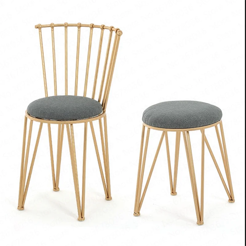 

Nordic Iron Dining Chair Golden Back Restaurant Personality Simple Makeup Dressing Stool Metal Creative Wind Chair Home