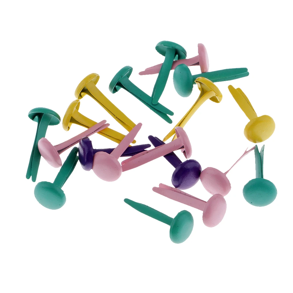 100 шт разноцветные Круглые металлические брады бумажная застежка для предметы для скрапбукинга