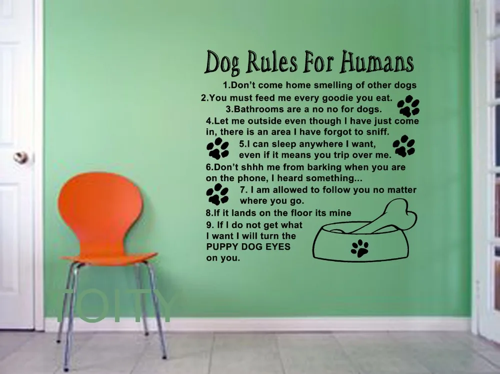 Dog Rules For Humans Giant Wall Sticker Art Quote Vinyl Decal Home Room