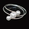 AOUSIX New Crystal Gold Silver Plated Bangles Pearl Bride Bracelet Woman Pearl Open Bracelet Pulseras Mujer Holiday Gift 2
