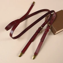 Кофейные подтяжки из воловьей кожи из натуральной кожи на подтяжках 3 клипсы Ретро подтяжки