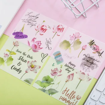 

5PCS Cartoon Lovely New Summer Lotus Children Stationery Stickers For DIY Albums Scrapbooking Diary Decoration Depicting