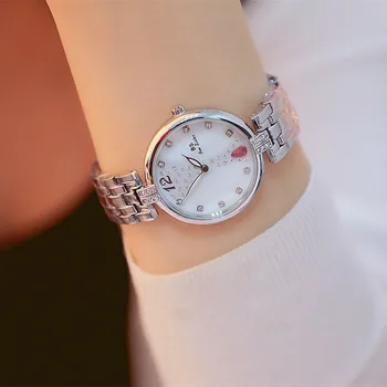 

New Hot-selling Rhinestone Dial with A Digital Silver Round Female Watch Fashion & Casual Chronograph Bracelet Clasp