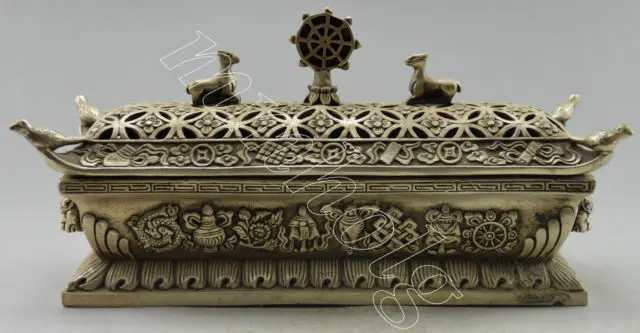 

Exquisite Chinese Collectible Decorated Old Handwork Tibetan Silver Big Tower Dragon Incense Burner
