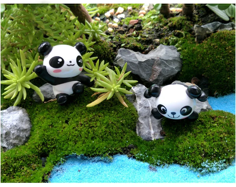 8pc Cute Artificial Giant Panda Figurines Miniatures Mini DIY Ornament Fairy Ggarden Gnome Resin Home Decorations For Flower Pot4