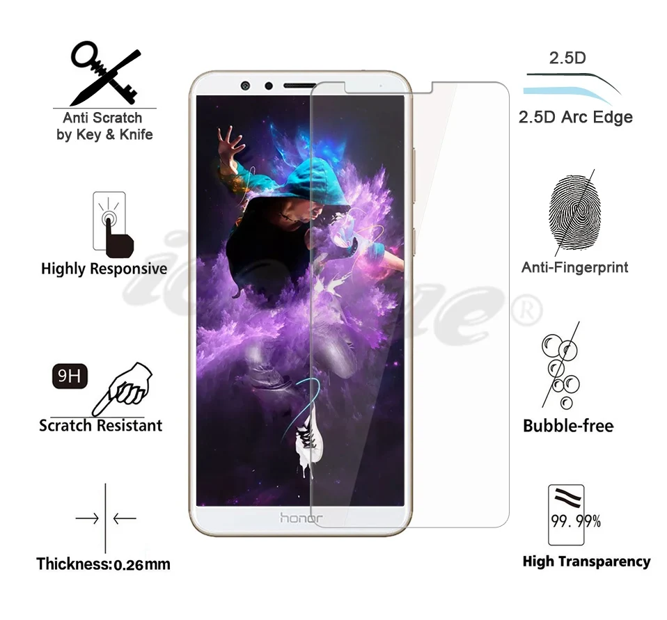 Icoque for Screen Protector Huawei Honor 7x Glass 2.5D 9H Display Film Protection for Honor7x Huawei Honor 7x Tempered Glass (3)