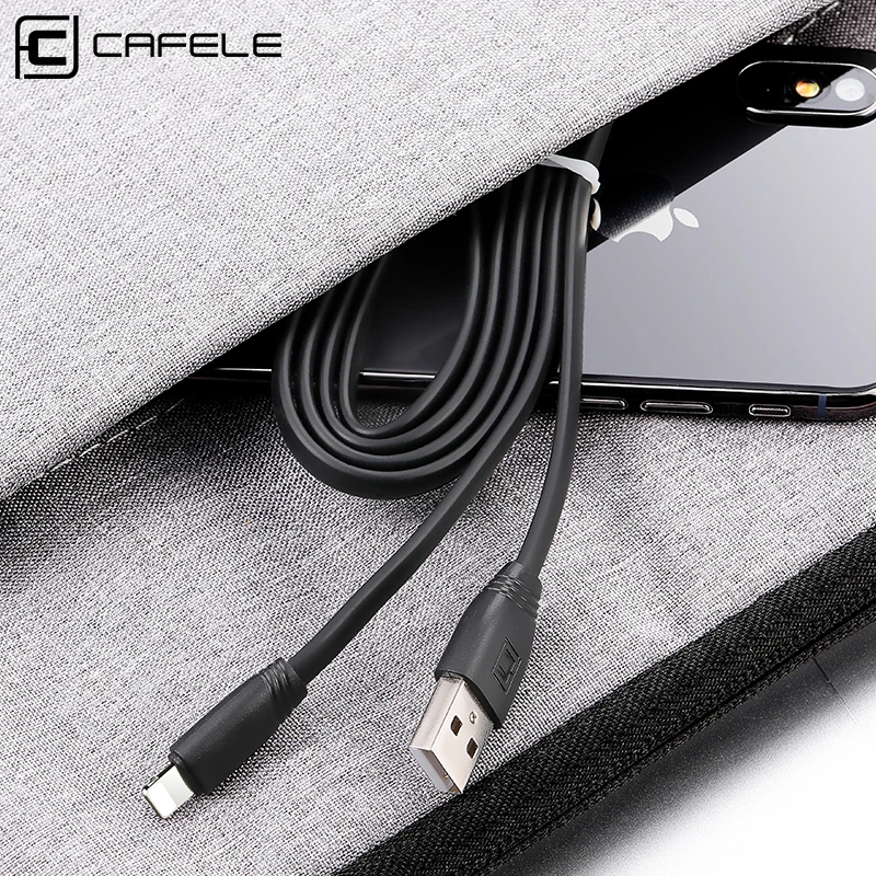 CAFELE, плоский USB кабель, зарядный кабель для iphone X 8, 7, 6 S, 6 Plus, 5S, синхронизация данных, телефонный кабель для IOS 11, 10, 9, USB зарядное устройство 50 см/120 см